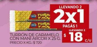 Supermercados DIA Turrón de caramelo con mani arcor oferta