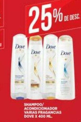 Supermercados DIA Shampoo/Acondicionador Varias Fragancias Dove x 400 ml oferta