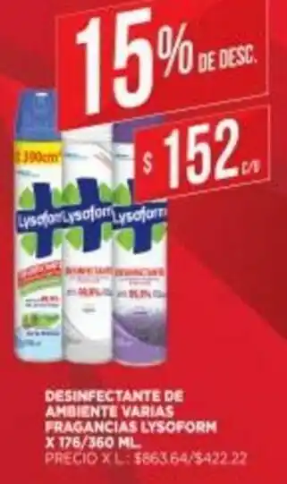 Supermercados DIA Desinfectante De Ambiente Varias Fragancias Lysoform x 176/360 ml oferta