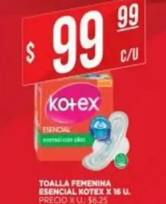Supermercados DIA Toalla Femenina Esencial Kotex x 16 u oferta