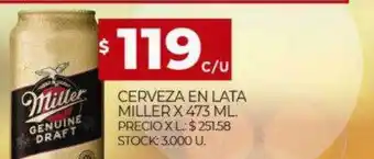 Supermercados DIA Cerveza en lata miller oferta
