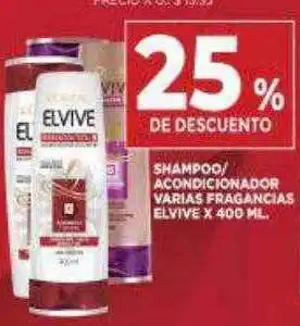 Supermercados DIA Shampoo acondicionador varias fragancias elvive 25% de descuento oferta