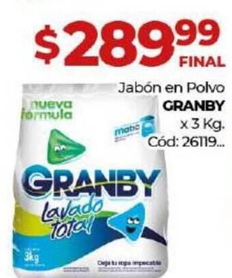 Diarco Granby Jabón en Polvo x 3kg oferta