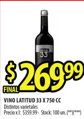 Punto Mayorista Latitud Vino 33 x 750cc oferta