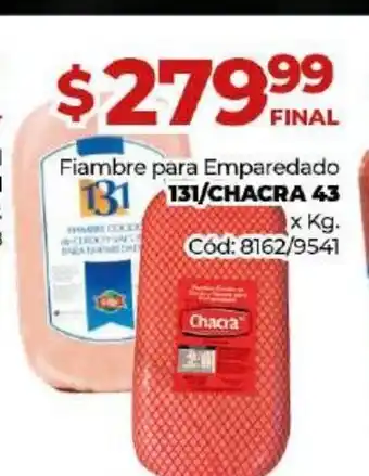 Diarco 131/Chacra 43 Fiambre para Emparedado x kg oferta