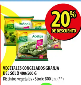 Punto Mayorista Granja Vegetales Congelados Del Sol x 400/500g oferta