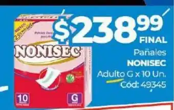 Diarco Nonisec Pañales Adulto G x 10un oferta