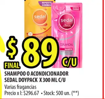Punto Mayorista Sedal Shampoo o acondicionador Doypack x 300ml C/U oferta