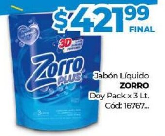 Diarco Zorro Jabón Liquido Doy Pack x 3lt oferta