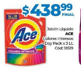 Diarco Ace Jabón Liquido Colores intensos Doy Pack x 3lt oferta