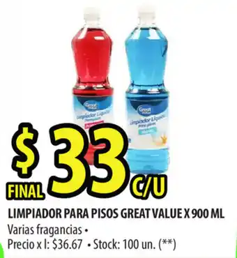 Punto Mayorista Limpiador Para Pisos Great Value x 900ml oferta
