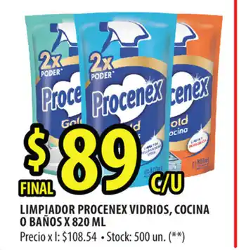 Punto Mayorista Procenex Limpiador Vidrios, Cocina O Baños x 820ml oferta