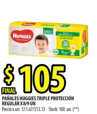 Punto Mayorista Huggies Pañales Triple Protectión Regular x 8/9 un oferta