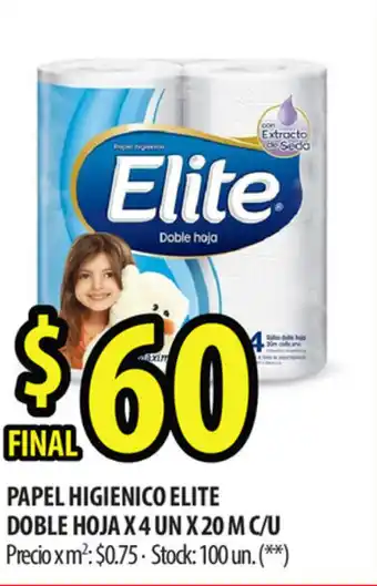 Punto Mayorista Elite Papel Higienico Doble Hoja x 4 un x 20 m c/u oferta