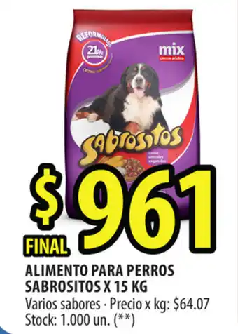 Punto Mayorista Sabrositos Alimento para Perros x 15 kg oferta