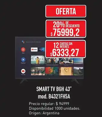 Disco Smart tv bgh 43 oferta