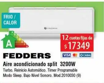 Casa Silvia Fedders aire acondicionado split 3200w oferta