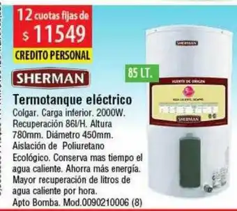 Casa Silvia Sherman termotanque eléctrico oferta