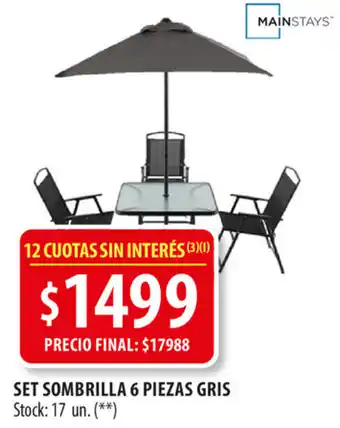 Punto Mayorista Mainstays Set Sombrilla 6 Piezas Gris oferta