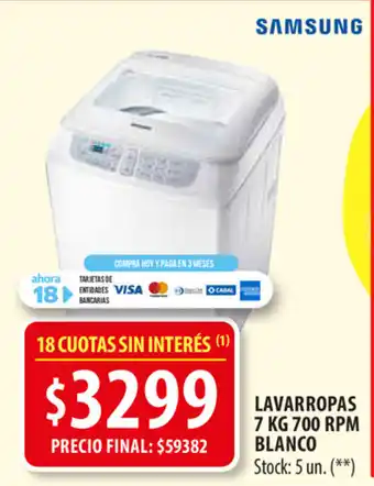 Punto Mayorista Samsung Lavarropas 7kg 700 RPM Blanco oferta