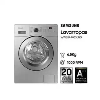 Frávega Lavarropa samsung carga frontal 6,5 kg silver ww65a4000su oferta
