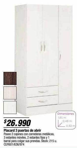Hipertehuelche Placard 3 puertas de abrir oferta