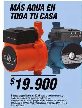 Hipertehuelche Bomba presurizadora 100 w oferta