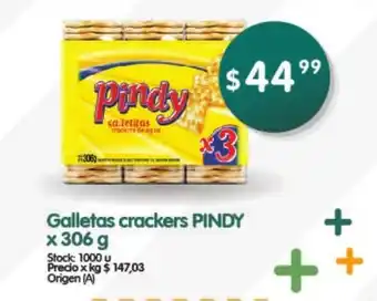 Supermercados Buenos Días Pindy Galletas crackers x 306 g oferta