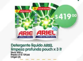 Supermercados Buenos Días Ariel Detergente líquido limpeza profunda pouch x 3 lt` oferta