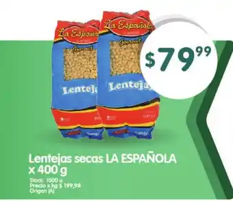 Supermercados Buenos Días La Española Lentejas secas x 400 g oferta