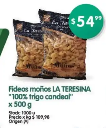 Supermercados Buenos Días La Teresina Fideos moños "100% trigo candeal" x 500 g oferta