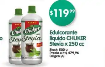Supermercados Buenos Días Chuker Edulcorante líquido Stevia x 250 cc oferta