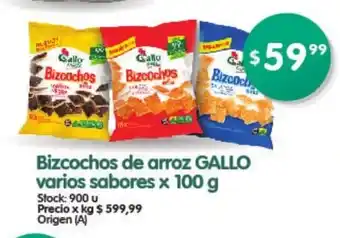 Supermercados Buenos Días Gallo Bizcochos de arroz varios sabores x 100 g oferta