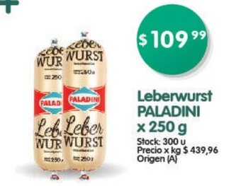 Supermercados Buenos Días Paladini Leberwurst x 250g oferta