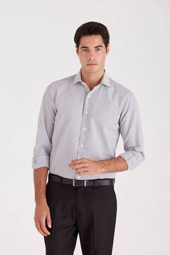 Macowens Camisa vestir rayada slim gris oferta