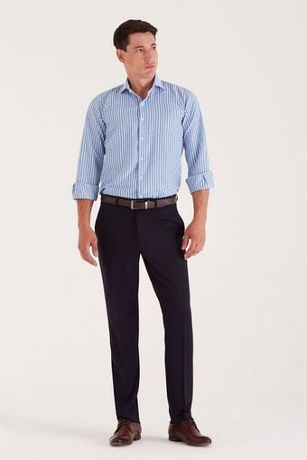 Macowens Pantalón de vestir liso azul marino oferta