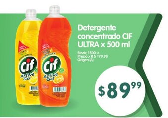 Supermercados Buenos Días CIF Ultra Detergente concentrado x 500ml oferta