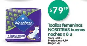Supermercados Buenos Días Nosotras Toallas femeninas buenas noches x 8u oferta