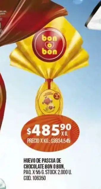 Coto Bon O Bon Huevo De Pascua De Chocolate x 55g oferta