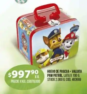 Coto Huevo De Pascua + Valijita Paw Patrol x 100g oferta