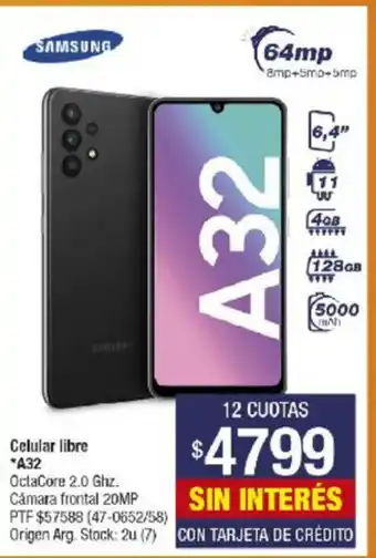 Lombardi Samsung Celular libre "A32 64mp 11 4GB 128GB 5000 oferta