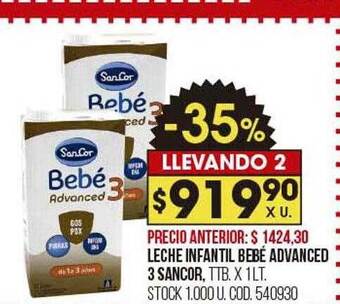 Coto Leche infantil bebé advanced 3 sancor oferta