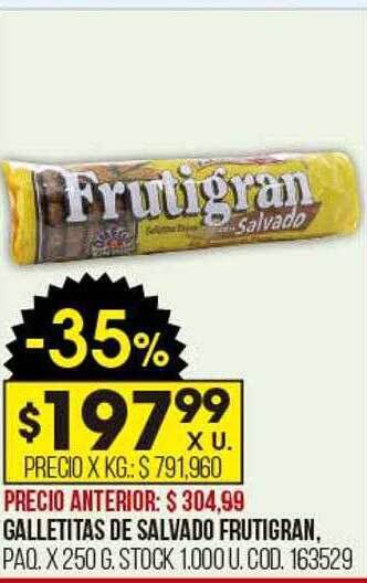 Coto Galletitas de salvado frutigran oferta