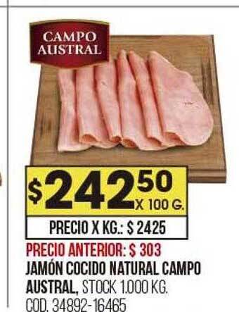 Coto Jamón cocido natural campo austral oferta