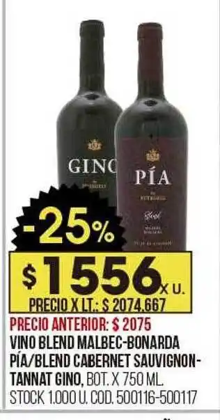 Coto Vino blend malbec-bonarda pia blend cabernet sauvignon tannat gino oferta