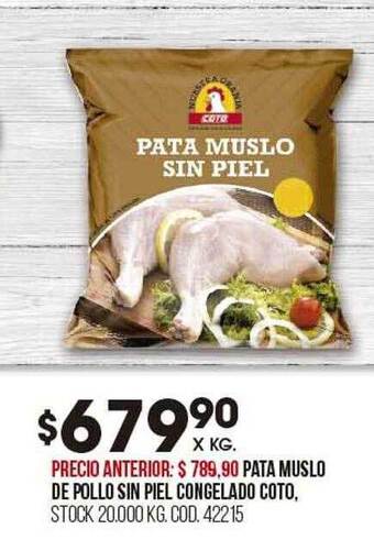 Coto Pata muslo de pollo sin piel congelado coto oferta