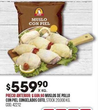 Coto Muslos de pollo con piel congelados coto oferta