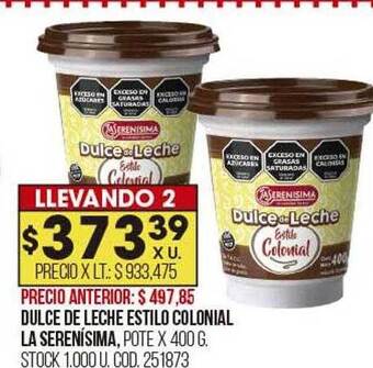 Coto Dulce de leche estilo colonial la serenisima oferta