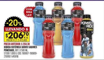 Coto Bebida isotónica varios sabores powerade oferta