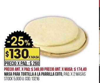 Coto Masa para tortilla a la parrilla coto oferta